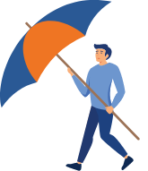 Animated person holding an umbrella